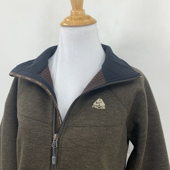 Nike ACG Jacket Womens M Medium Wool Blend Brown Full Zip Microfleece Lined - Picture 3 of 12